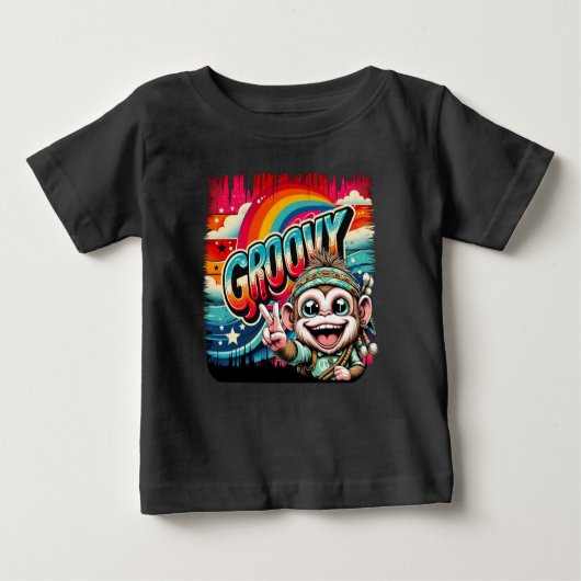 Groovy Peace Monkey Baby Tee - 60s Vibe ベビーTシャツ (正面)