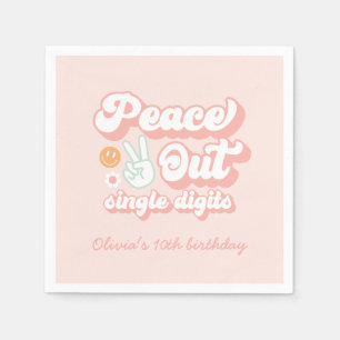 Groovy Peace Out指独身の数10誕生日 スタンダードカクテルナプキン