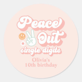 Groovy Peace Out指独身の数10誕生日 ラウンドシール