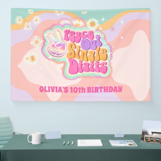 Groovy Peace Out独身のの10番目の記号 横断幕 (トレードショー)