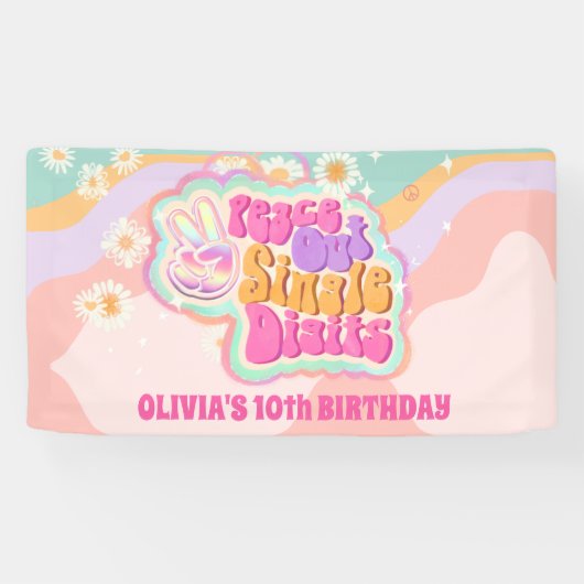 Groovy Peace Out独身のの10番目の記号 横断幕 (横)