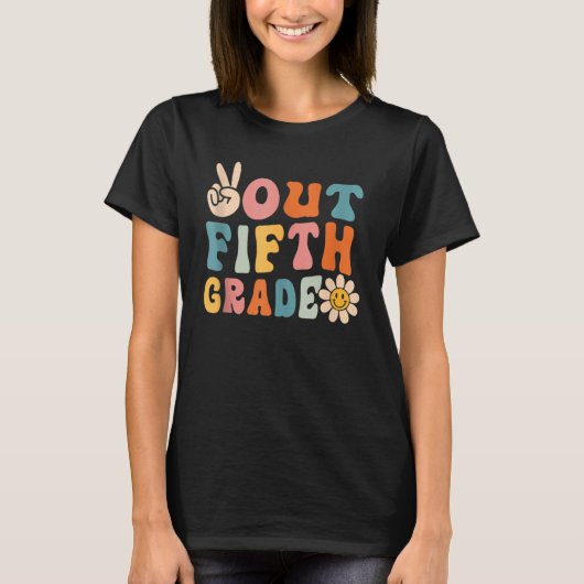 Groovy Peace Out Fifth Grade Last Day of School 5t Tシャツ (正面)