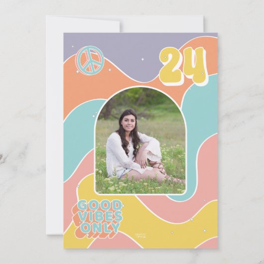 Groovy Peace Out High School Graduation Party 招待状 (裏面)