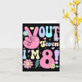 Groovy Peace Out Seven I'm 8 Years Old 8th Birthda カード (黄色い花)