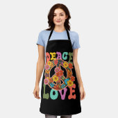 Groovy Peace Sign Love 60S 70Sヒッピー衣装フロー エプロン (着用した状態)