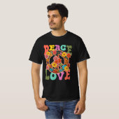 Groovy Peace Sign Love 60S 70Sヒッピー衣装フロー Tシャツ (正面フル)