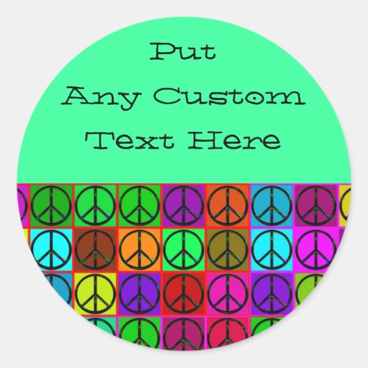 Groovy Peace Signsスタンプ ラウンドシール (正面)