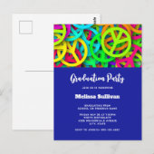 Groovy Peace Signs Rainbow Pattern卒業 ポストカード (正面/裏面)