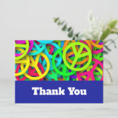 Groovy Peace Signs Rainbow Pattern 結婚's サンキューカード (スタンド正面)