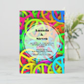 Groovy Peace Signs Rainbow Pattern 結婚's 招待状 (スタンド正面)