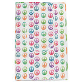 Groovy peace signs watercolor style hippie love ミディアムペーパーバッグ (正面)