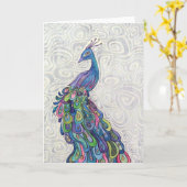 Groovy Peacockグリーティングカード カード (黄色い花)