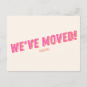 Groovy Pink引っ越しましたの新しい移動発表 ポストカード (正面)