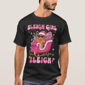 Groovy Pink Gingerbread Sleigh Coquette Bow Christ Tシャツ (正面)