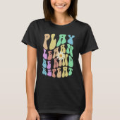 Groovy PLAY LEARN BE KIND REPEAT Retro Stop Bullyi Tシャツ (正面)