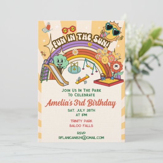 Groovy Playground Birthday Birthday Invite 招待状 (スタンド正面)