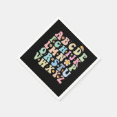 Groovy Pre K幼稚園アルファベットABCレトロ スタンダードカクテルナプキン (角)