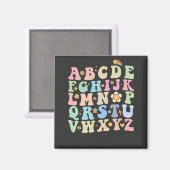 Groovy Pre K幼稚園アルファベットABCレトロ マグネット (正面/裏面)