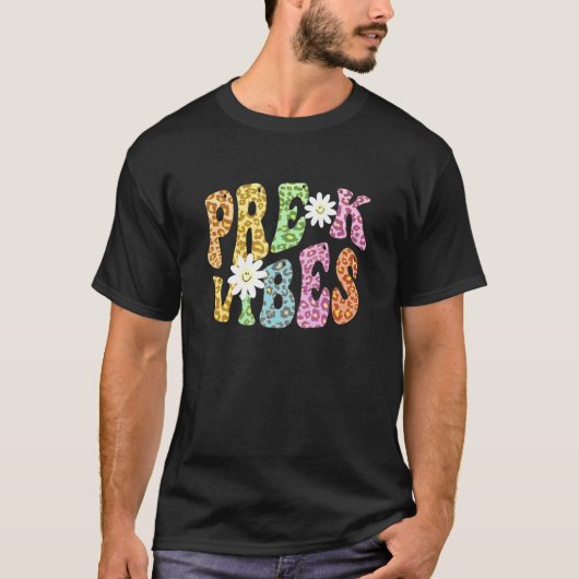 Groovy PRE K VIBES先生Leopard Print PreK Retr Tシャツ (正面)