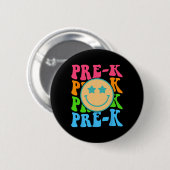 Groovy Pre-K Vibes顔レトロ先生Kids Back T 缶バッジ (正面&裏面)