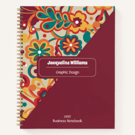 Groovy Psychedelic 60s 70s Floral  ノートブック