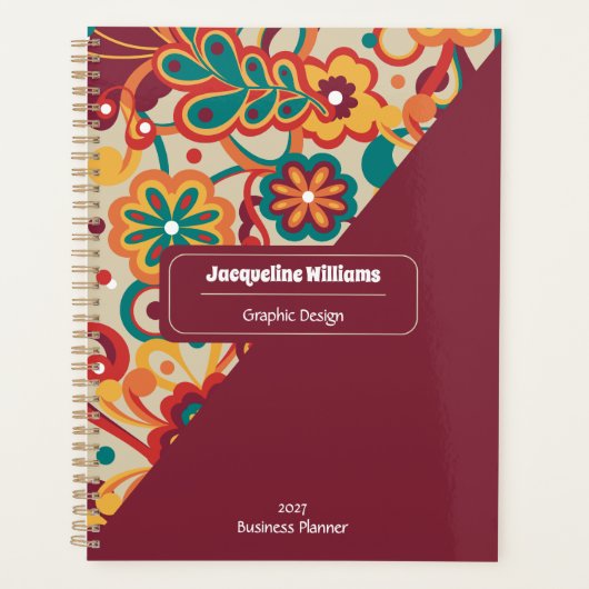 Groovy Psychedelic 60s 70s Floral  プランナー手帳 (正面)
