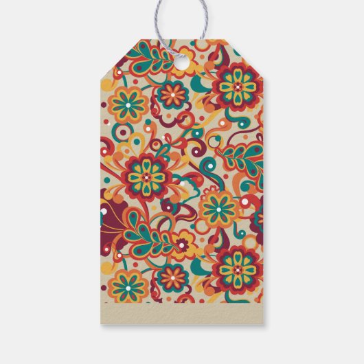 Groovy Psychedelic 60s 70s Floral Birthday ギフトタグ (裏面)