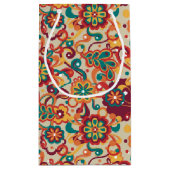 Groovy Psychedelic 60s 70s Floral Birthday スモールペーパーバッグ (裏面)