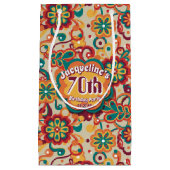 Groovy Psychedelic 60s 70s Floral Birthday スモールペーパーバッグ (正面)