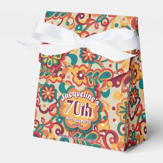 Groovy Psychedelic 60s 70s Floral Birthday フェイバーボックス (正面サイド)