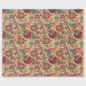 Groovy Psychedelic 60s 70s Floral Birthday ラッピングペーパー (フラット)