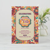 Groovy Psychedelic 60s 70s Floral Birthday 招待状 (スタンド正面)