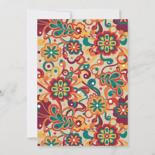 Groovy Psychedelic 60s 70s Floral Birthday 招待状 (裏面)