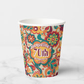 Groovy Psychedelic 60s 70s Floral Birthday 紙コップ (正面)