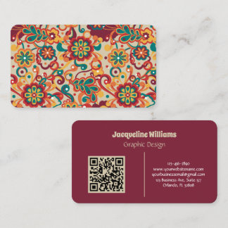 Groovy Psychedelic 60s 70s Floral Business Card 名刺