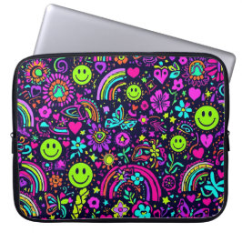 Groovy Psychedelic Smiley Face Laptop Sleeve - 70s ラップトップスリーブ