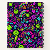 Groovy Psychedelic Smiley Face Notebook - Retro 70 ノートブック (裏面)