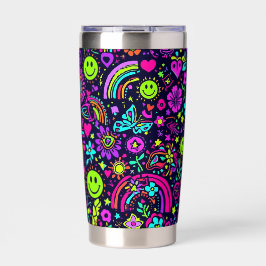 Groovy Psychedelic Smiley Face Tumbler - Retro 70s 保温保冷タンブラー