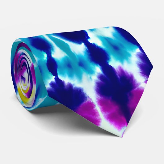 Groovy Psychedelic Spiral Tie Dye Batik Art ネクタイ (ロール)
