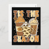 Groovy Pumkin Coffeeの季節のヴィンテージ シーズンポストカード (正面/裏面)