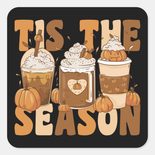 Groovy Pumkin Coffeeの季節のヴィンテージ スクエアシール (正面)