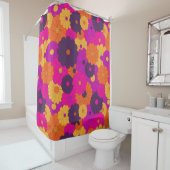 Groovy PurpleとPink Hippieフラワーパワー シャワーカーテン (インサイチュ)