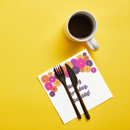 Groovy PurpleとPink Hippieフラワーパワー スタンダードランチョンナプキン