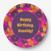 Groovy PurpleとPink Hippieフラワーパワー ペーパープレート (正面)