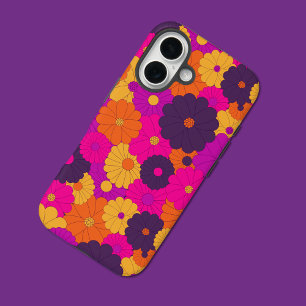 Groovy PurpleとPink Hippieフラワーパワー iPhone 16ケース