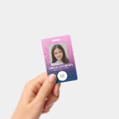 Groovy Purpleグリッター従業員の写真IDロゴ バッジ (手持ち)