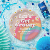 Groovy Rainbowとデイジーカラフル誕生日を入手 ペーパープレート (パーティー)