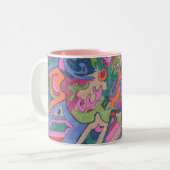 Groovy Rainbowに乗る、抽象芸術 ツートーンマグカップ (正面左)