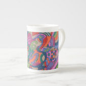 Groovy Rainbowに乗る、抽象芸術 ボーンチャイナマグカップ (正面右)