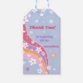 Groovy Rainbow誕生日パーティーありがとうギフトラベル ギフトタグ (正面)